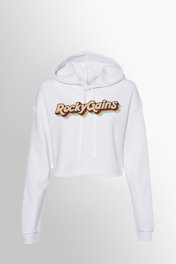 Retro Cropped Fleece Hoodie - White