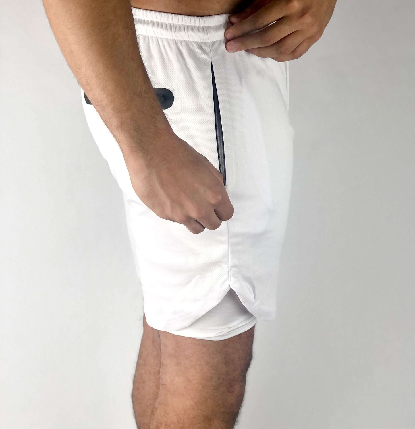Premium Shorts w/ Compression - White - RockyGains