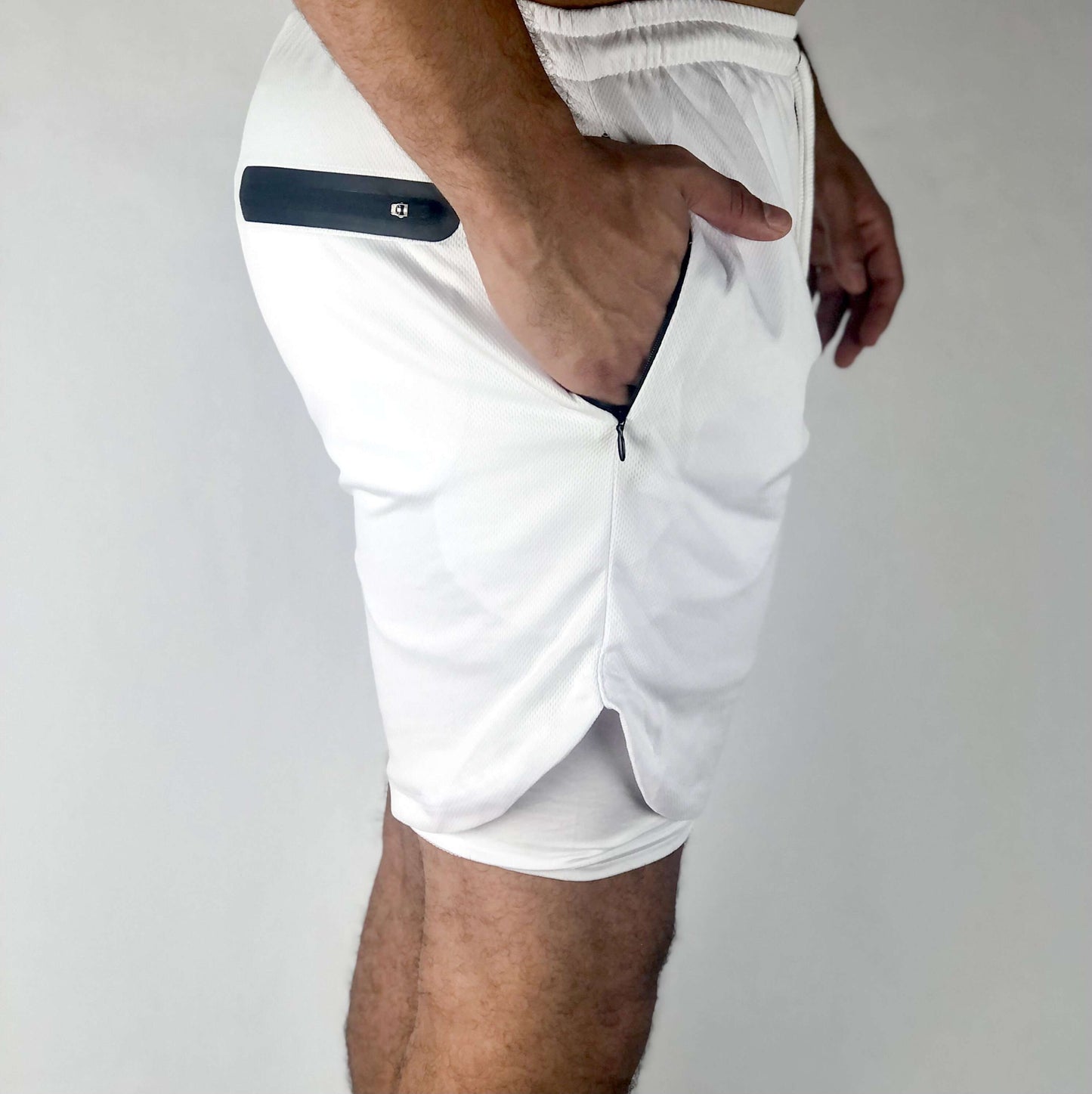 Premium Shorts w/ Compression - White - RockyGains