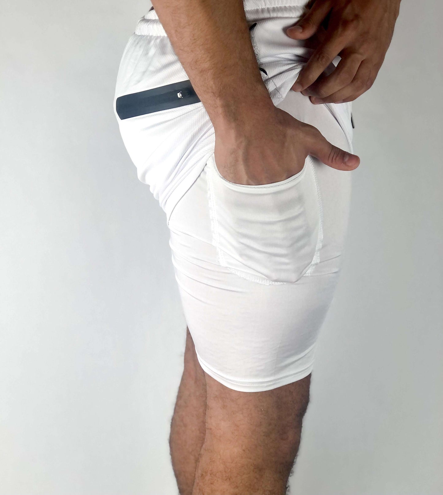 Premium Shorts w/ Compression - White - RockyGains