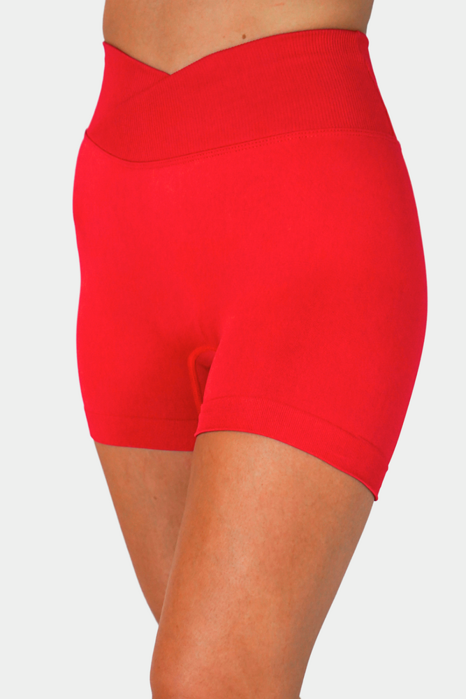 Aero V-Band Scrunch Shorts - Ruby Red