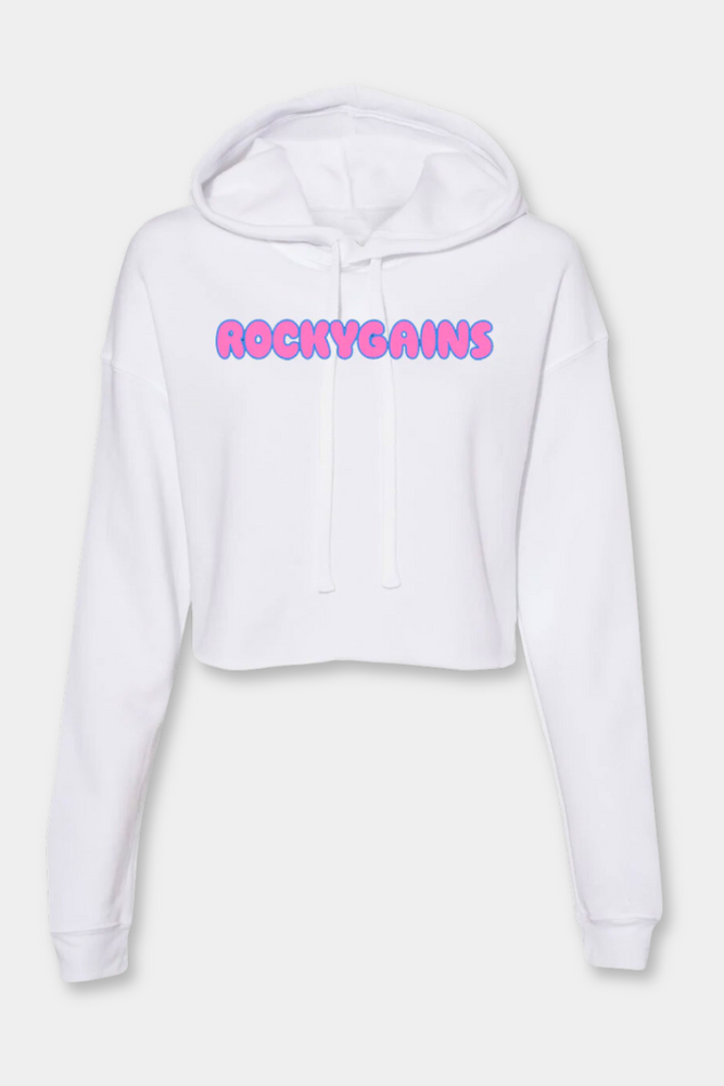 Bubble Gum Cropped Fleece Hoodie - White