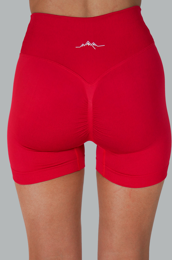 Aero V-Band Scrunch Shorts - Ruby Red