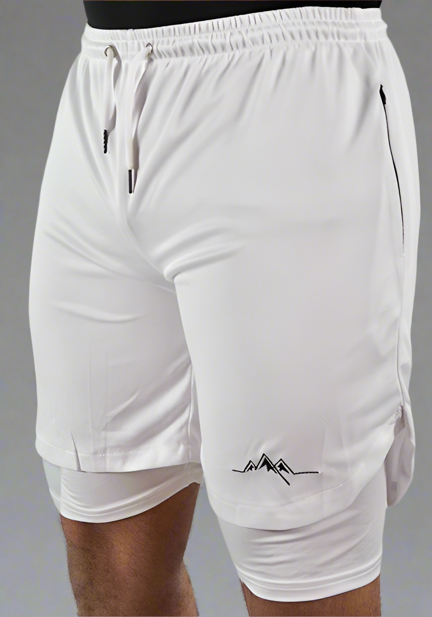 Premium Shorts w/ Compression - White