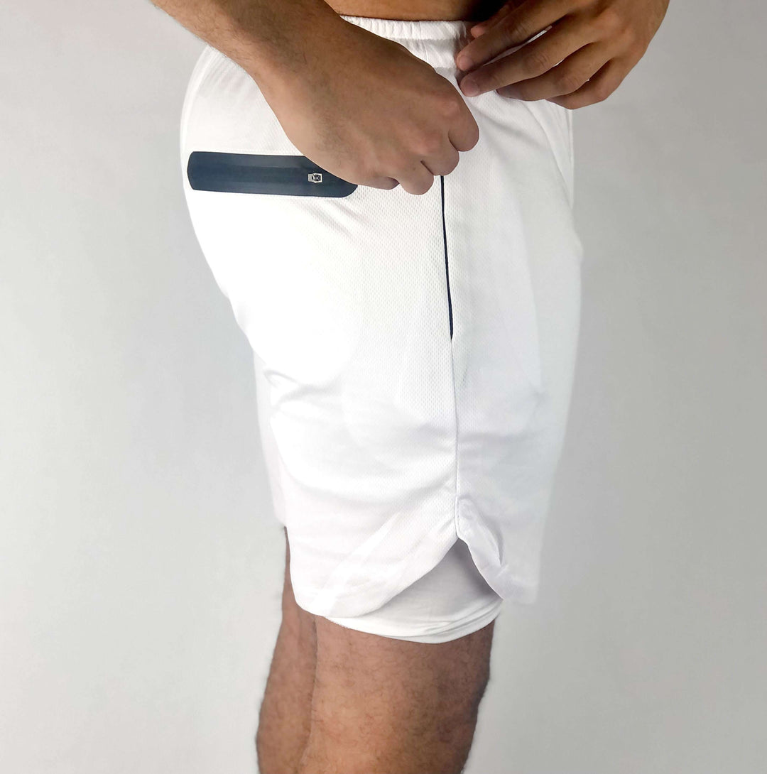 Premium Shorts w/ Compression - White - RockyGains