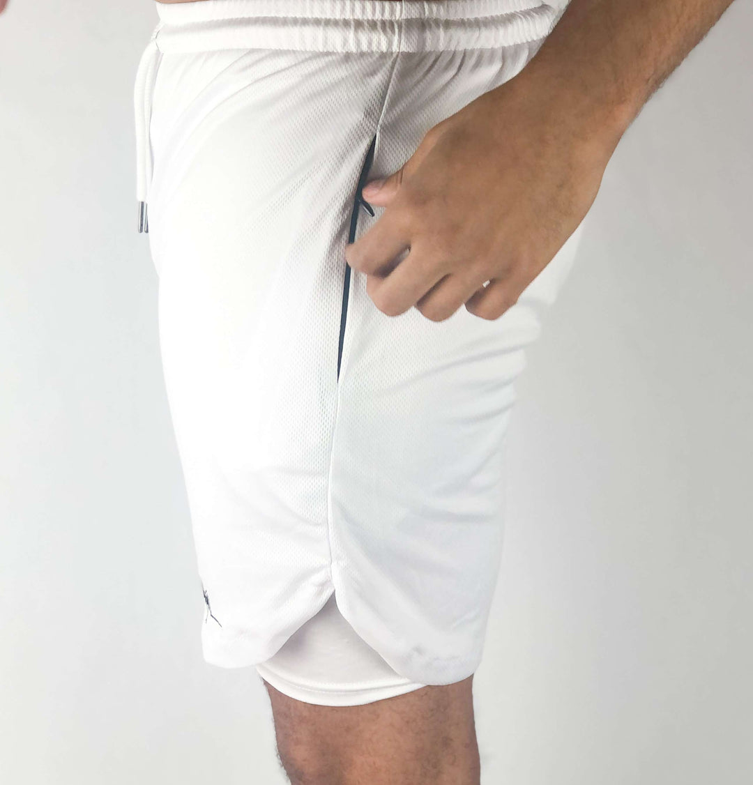 Premium Shorts w/ Compression - White - RockyGains